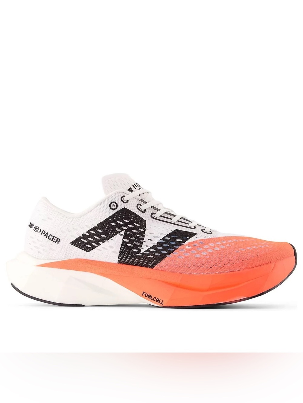 New Balance Men’s White & Coral-Orange FuelCell Running Shoe